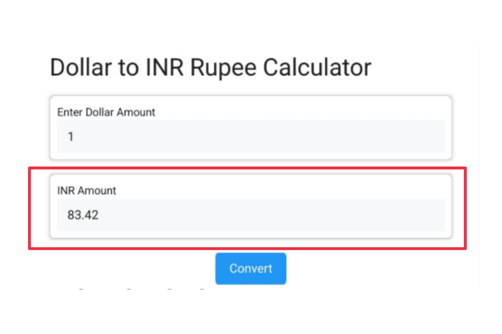 Dollar to inr rupee calculator