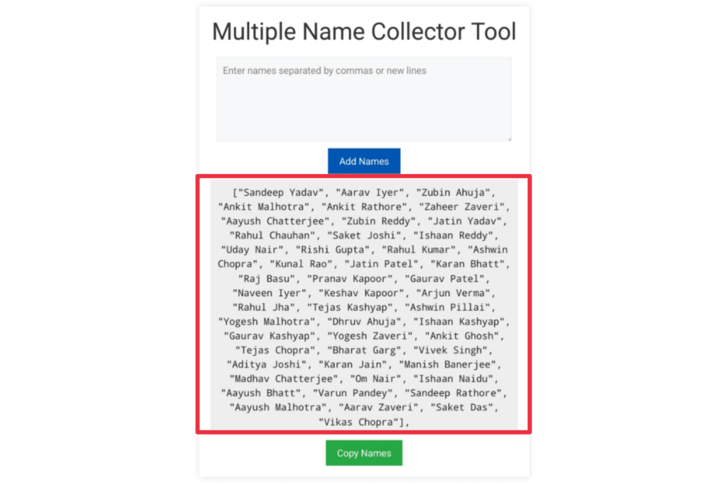 Multiple name collector tool