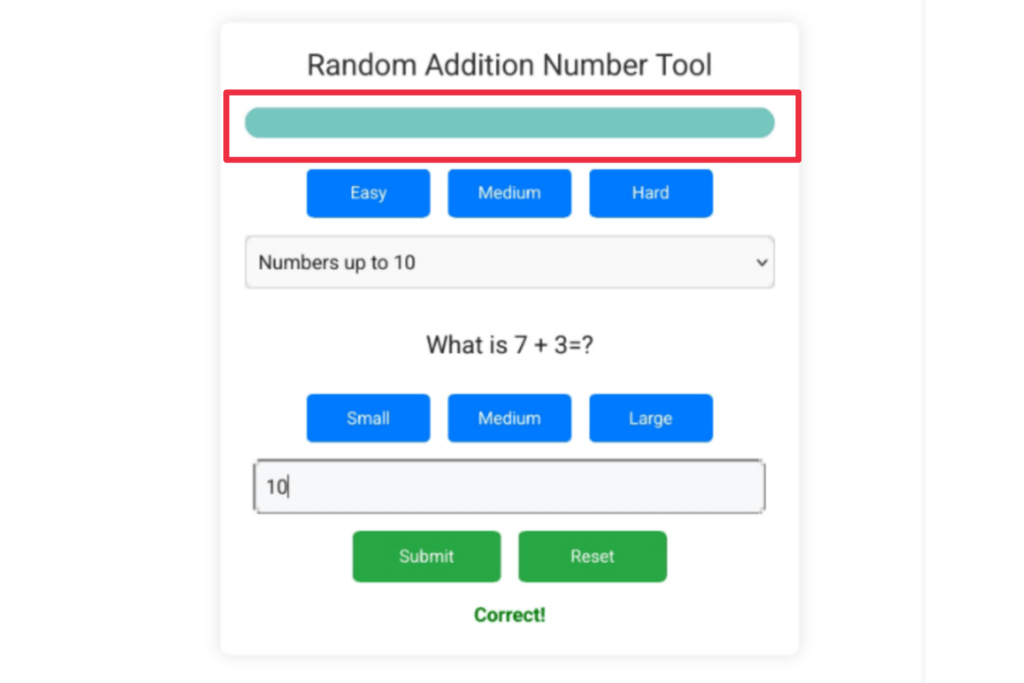 Random Addition Number Practice Tool, Addition Number Practice Tool