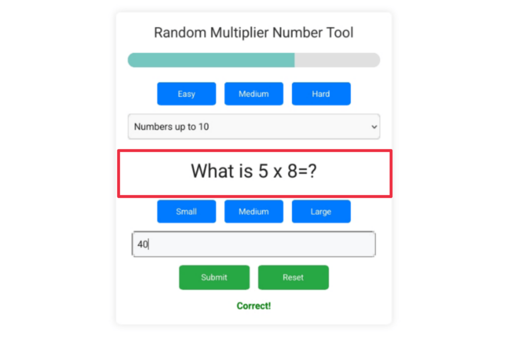 Random Multiplier Number Practice Tool, Multiplier Number Practice Tool