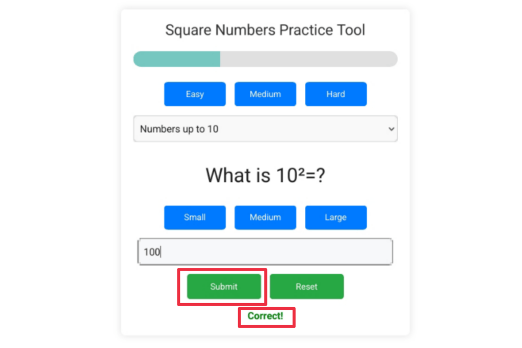 Square numbers practice tool,square numbers practice,1 to 30 square numbers practice tool