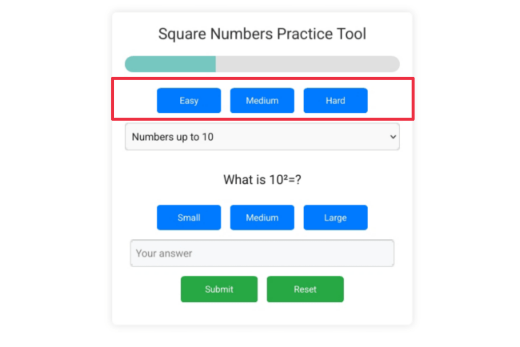 Square numbers practice tool,square numbers practice,1 to 30 square numbers practice tool