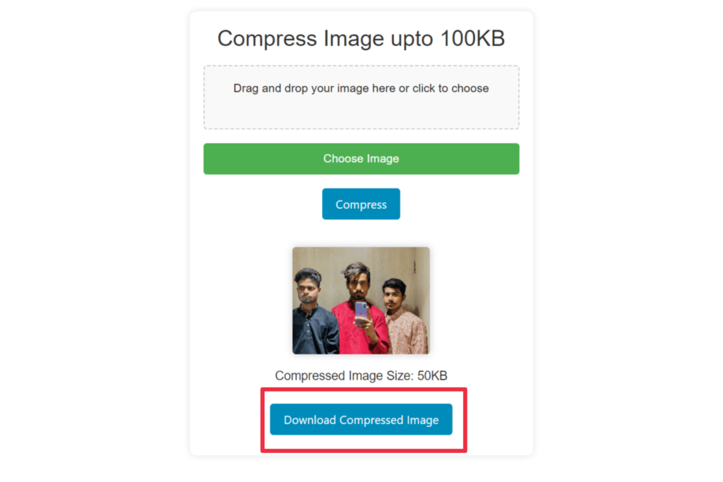 Compress images up to 100kb