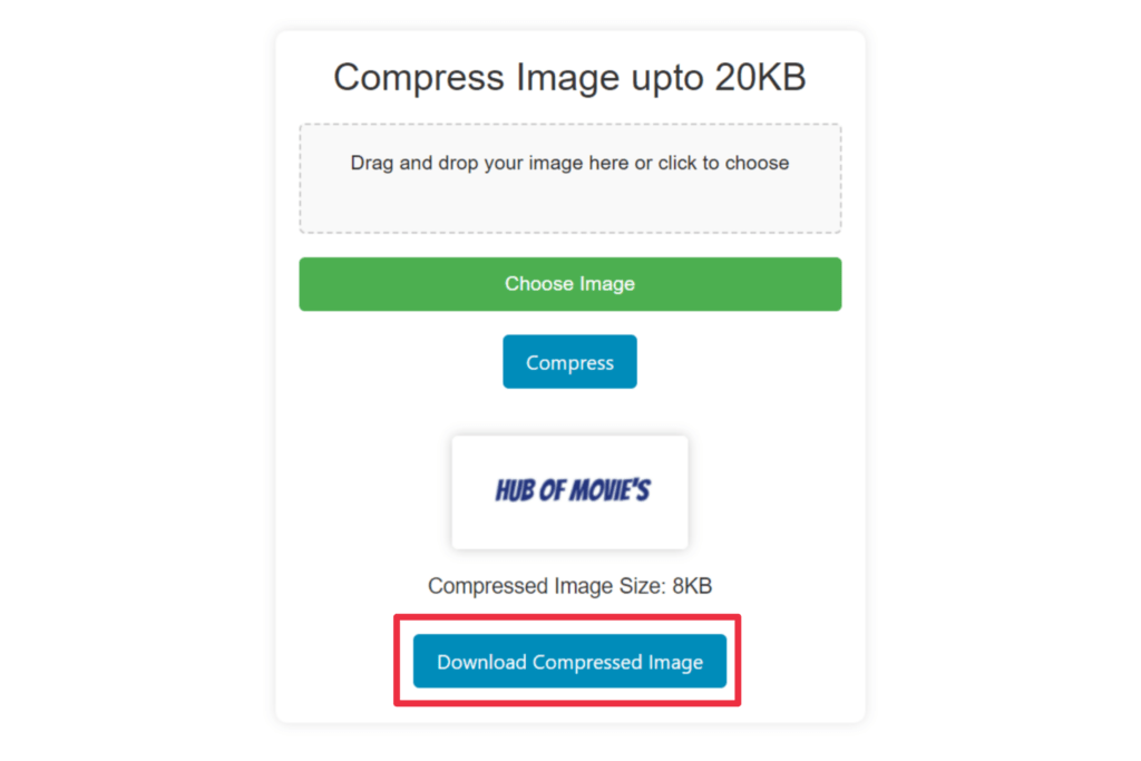 Compress images up to 20kb