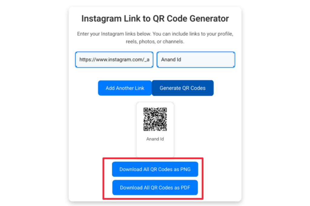 Instagram link to qr code generator