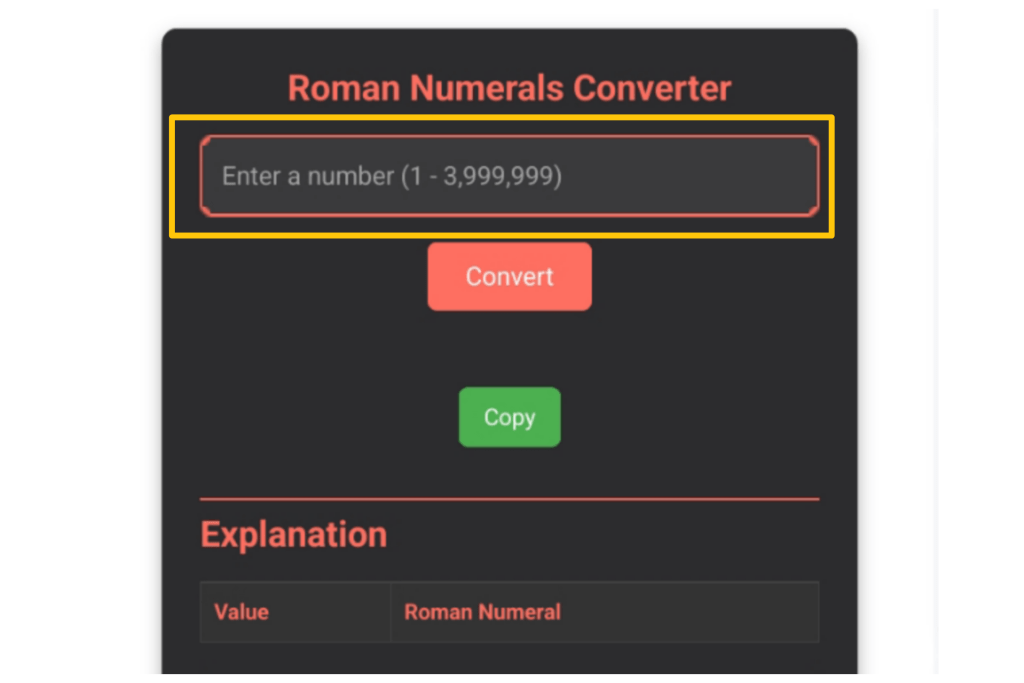 Roman numerals converter