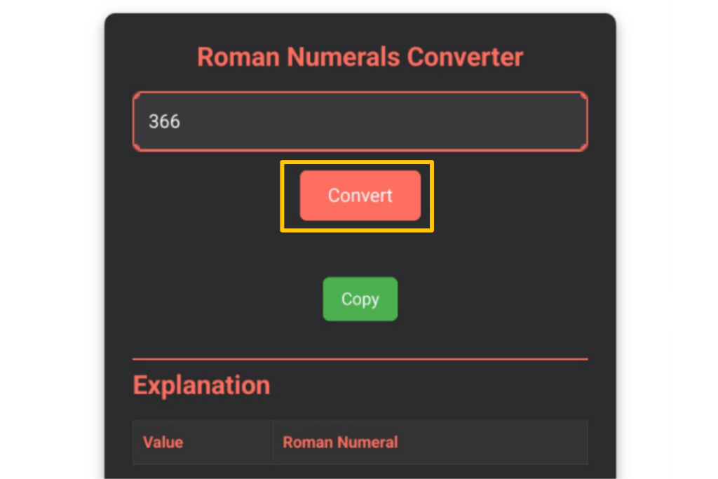 Roman numerals converter