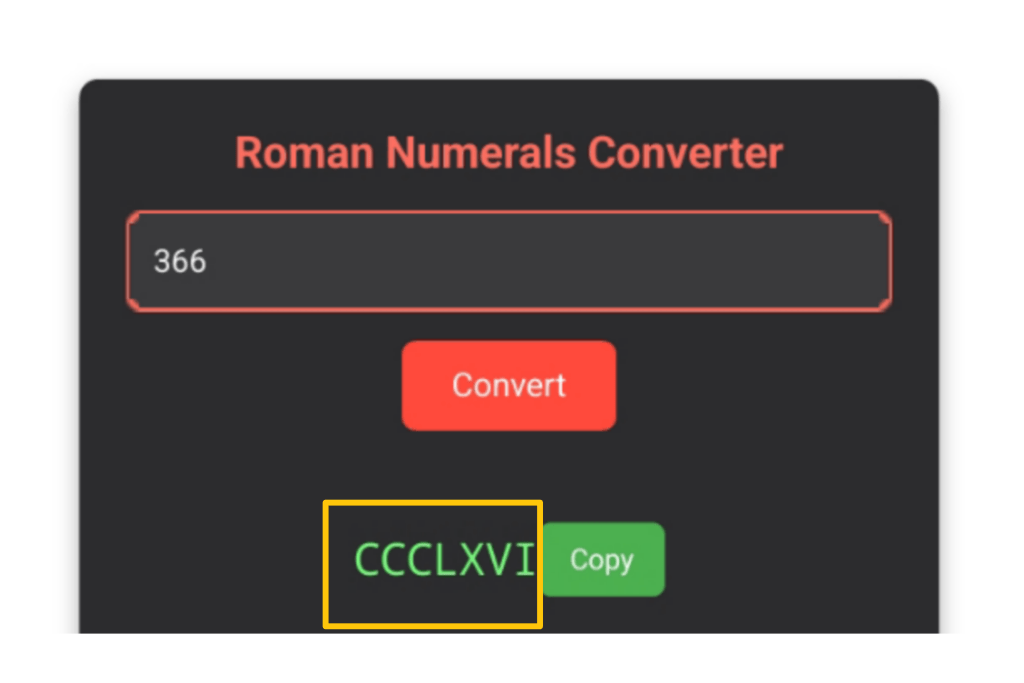 Roman numerals converter