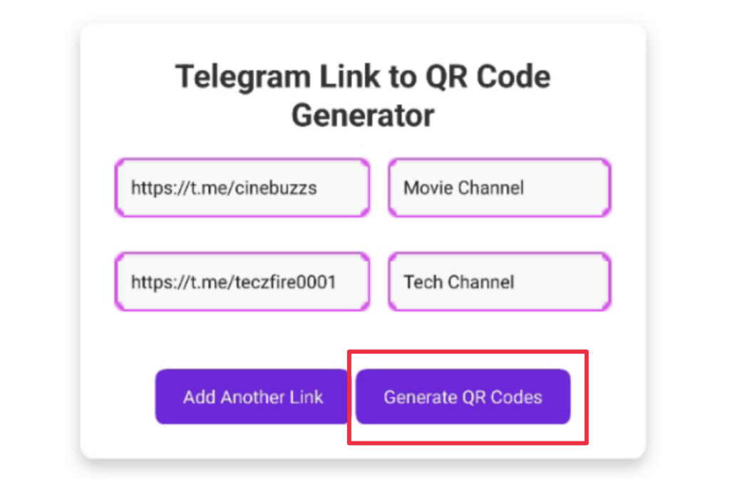 Telegram link to qr code generator