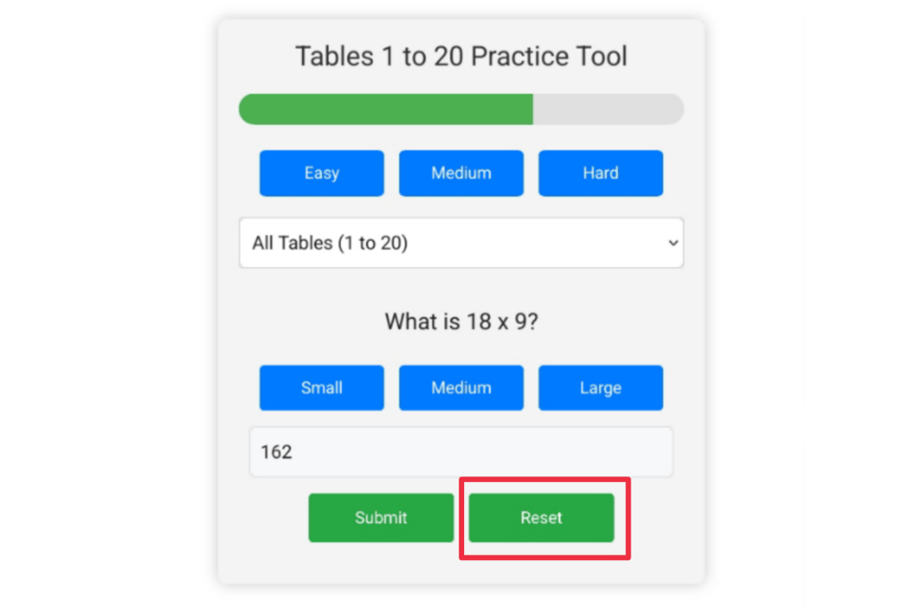 Tables 1 to 20 practice tool