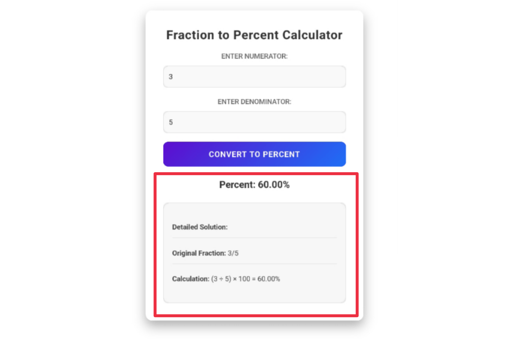 Fraction to percent calculator