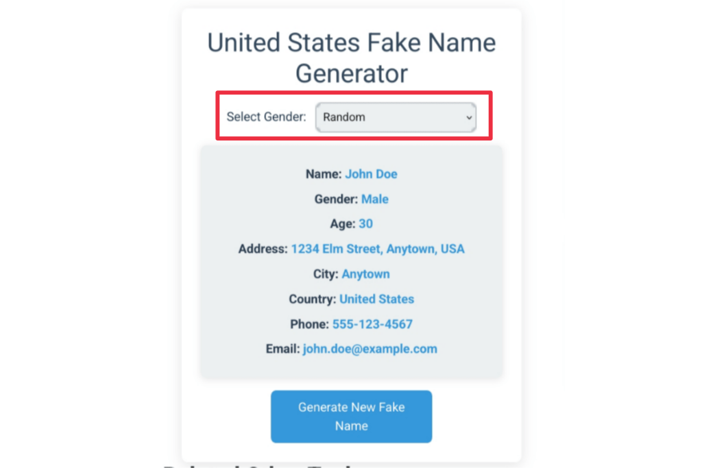 United states fake name generator, united states fake name