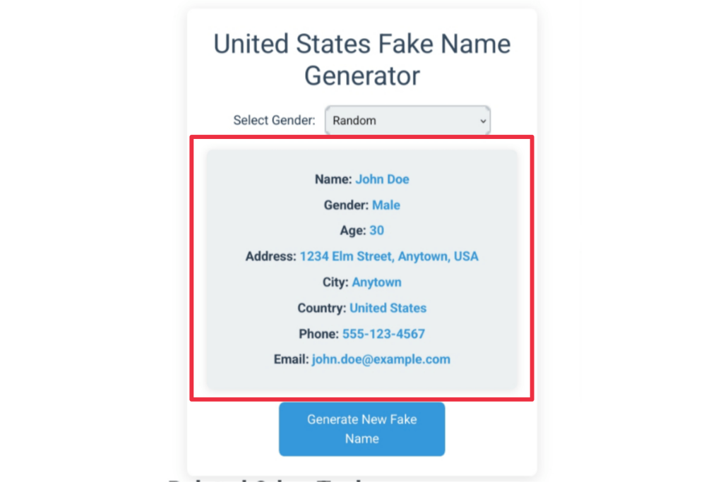 United states fake name generator, united states fake name