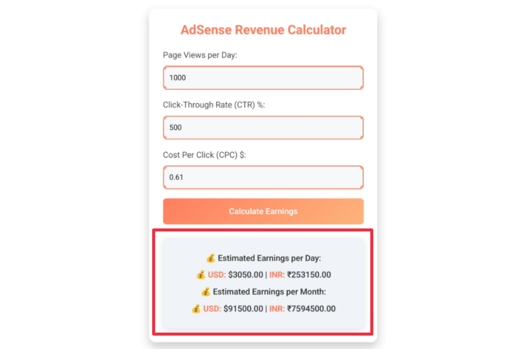 Adsense revenue calculator, adsense revenue,