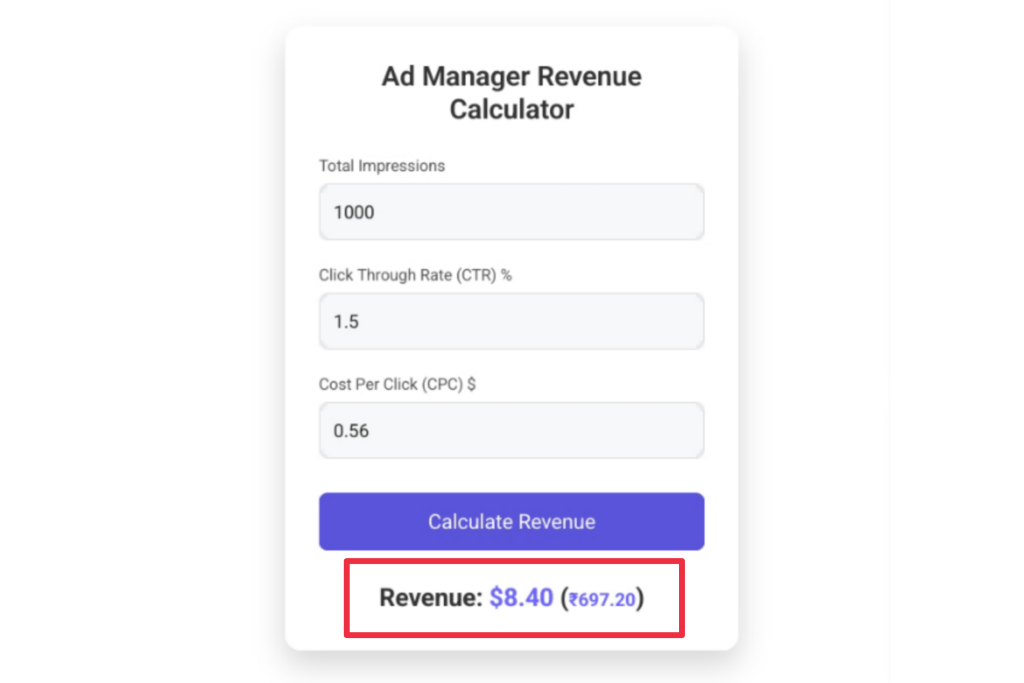 Ad manager revenue calculator, ad manager revenue, adsence revenue calculator