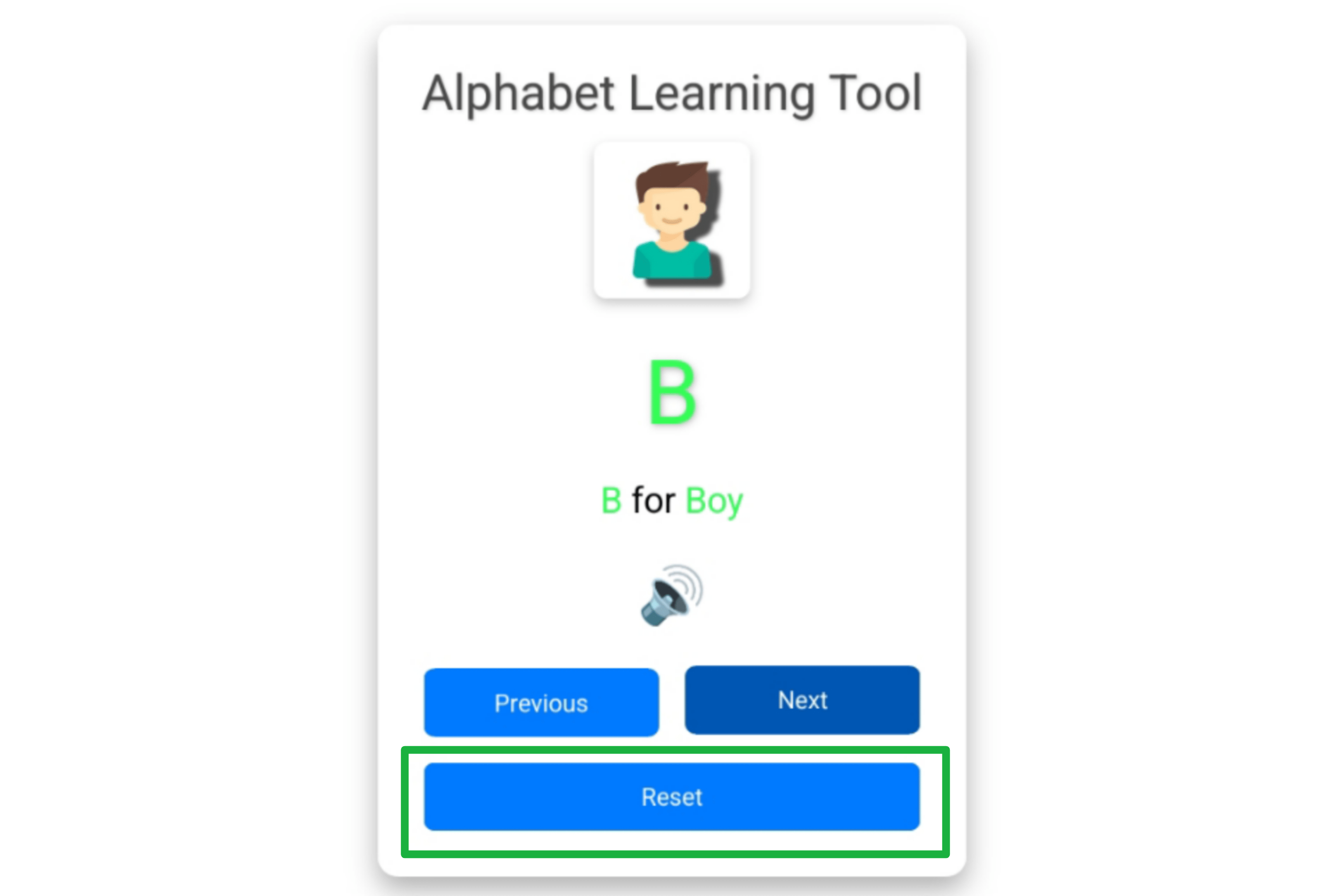 Alphabet learning tool, interactive alphabet practice, alphabet for kids, letter practice, word learning tool, kids educational tool, alphabet flashcards, voice-enabled learning